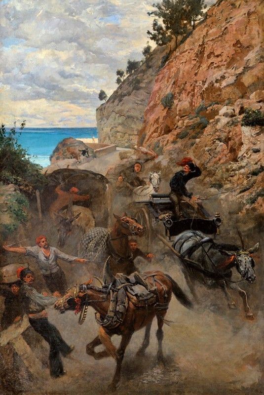 Antonino Leto : I Contrabbandieri  - Olio su tela - Auction Arte orientale, oggettistica, orologi e dipinti antichi - I - Galleria Pananti Casa d'Aste