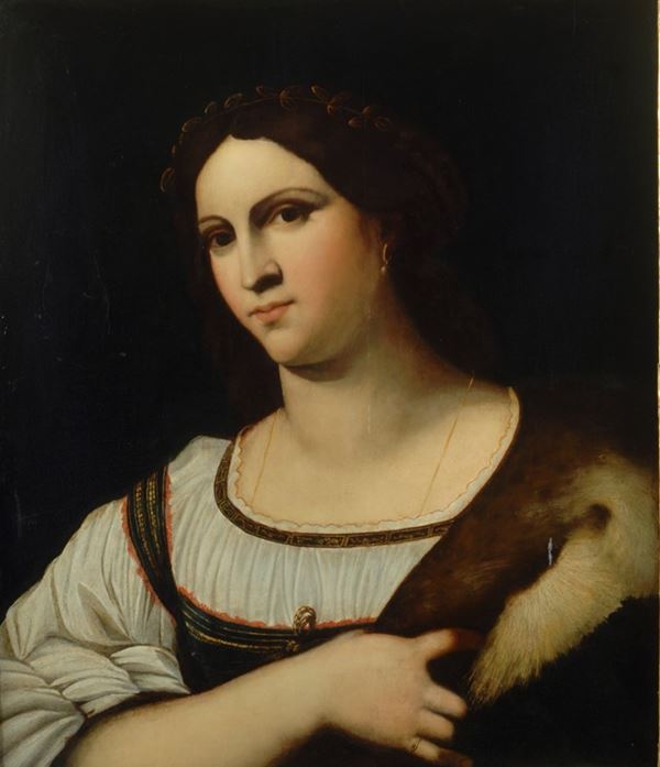 Anonimo, XIX sec. : Portrait of a Woman (from Sebastiano del Piombo)  - Oil on the  [..]