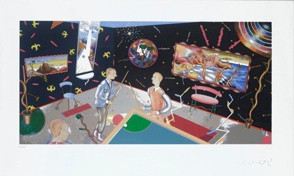 Luca Alinari : Biliardo  ((1990))  - Serigrafia - Auction Grafica ed edizioni - Galleria Pananti Casa d'Aste