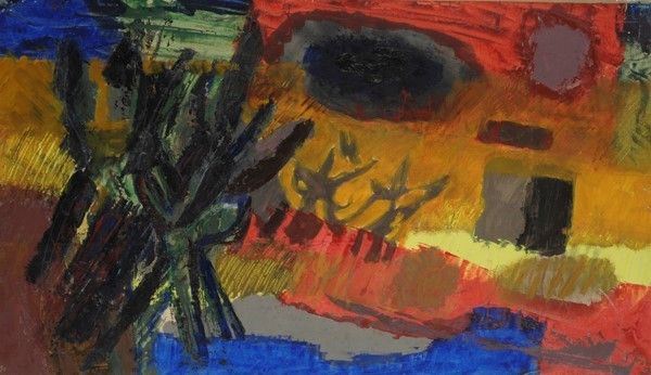 Riccardo Licata : Senza titolo  (1958)  - Olio su carta applicata su tela - Auction Arte moderna e contemporanea - Galleria Pananti Casa d'Aste