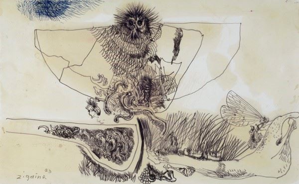 Giuseppe Zigaina : Senza titolo (metamorfosi animale)  (1973)  - Tecnica mista - Auction Arte moderna e contemporanea - Galleria Pananti Casa d'Aste