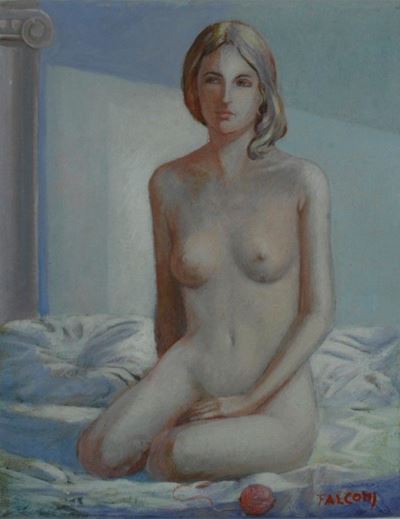 Nudo di Donna con Gomitolo Rosso
