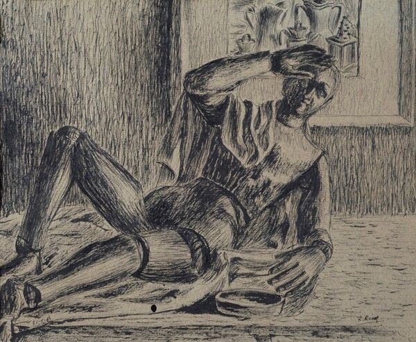 Riccardo Ricas Castagnedi : Pompeo, Manichino pensante  (1943)  - China su carta - Auction Arte moderna e contemporanea - Galleria Pananti Casa d'Aste