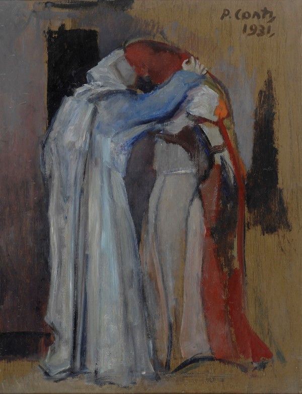 Primo Conti : Incontro della vergine con S. Elisabetta  (1931)  - Olio su tavola - Asta Arte moderna e contemporanea - Galleria Pananti Casa d'Aste
