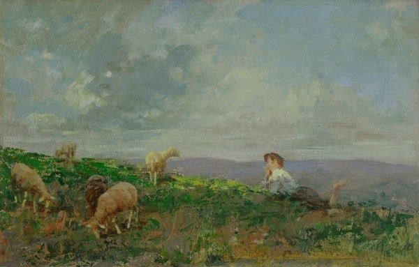Arturo Corsi : Pastorello  - Olio su compensato - Auction Autori del XIX e XX sec., arte moderna e contemporanea - I - Galleria Pananti Casa d'Aste