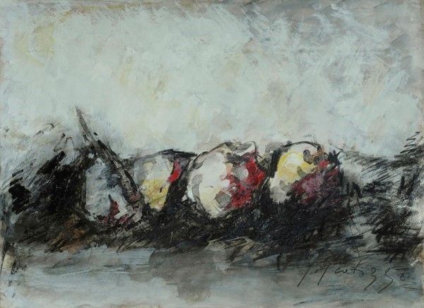 Sergio Scatizzi : Frutta  - Tempera su carta riportata su tela - Asta Autori dell'800-900, Arte moderna e contemporanea - I - Galleria Pananti Casa d'Aste