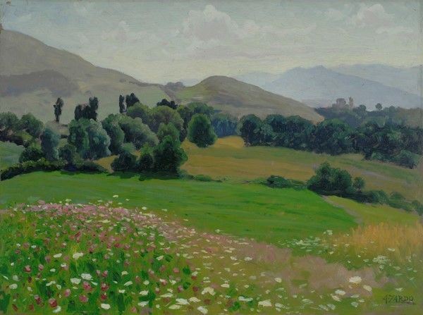 Alberto Zardo : Fiori in montagna  (1927)  - Olio su compensato - Auction Autori del XIX e XX sec., arte moderna e contemporanea - I - Galleria Pananti Casa d'Aste