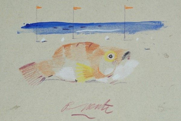Antonio Possenti : Pesce  - Tecnica mista su carta - Auction Autori del XIX e XX sec., arte moderna e contemporanea - I - Galleria Pananti Casa d'Aste