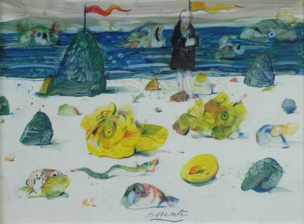 Antonio Possenti - Sulla Spiaggia; il Merlo