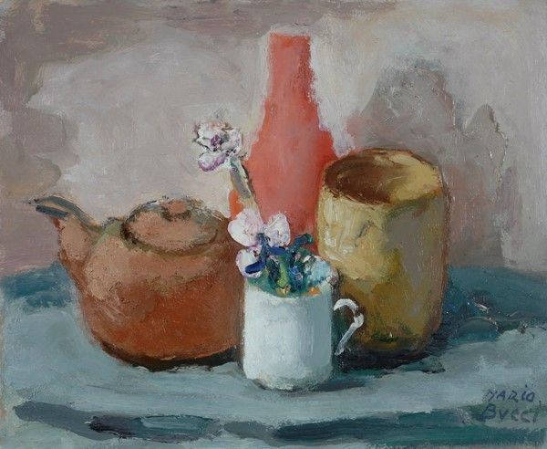 Mario Bucci : Natura morta  - Olio su compensato - Auction Autori del XIX e XX sec., arte moderna e contemporanea - I - Galleria Pananti Casa d'Aste