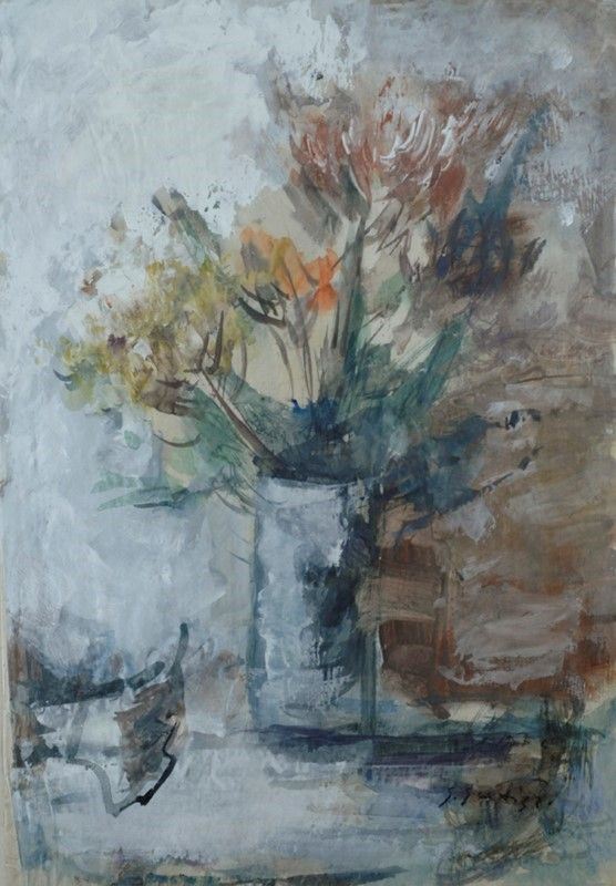 Sergio Scatizzi : Vaso con fiori  - Tempera su carta - Auction Autori del XIX e XX sec., arte moderna e contemporanea - I - Galleria Pananti Casa d'Aste