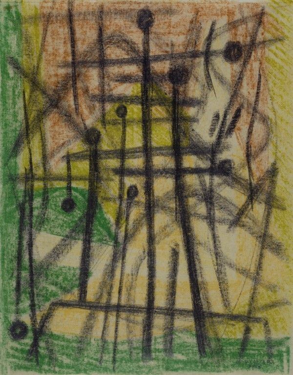 Bice Lazzari : Senza titolo  (1953)  - Pastelli su carta - Asta Arte moderna e contemporanea - Galleria Pananti Casa d'Aste