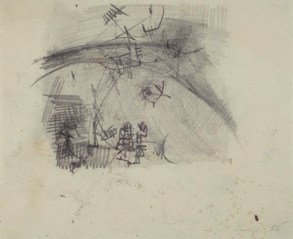 Emilio Scanavino : Senza titolo  (1956)  - Matita su carta - Asta Autori del XIX e XX sec., arte moderna e contemporanea - I - Galleria Pananti Casa d'Aste