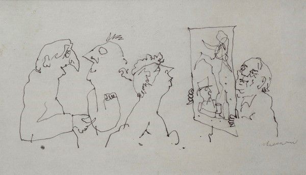Mino Maccari : Il quadro  (1964)  - Inchiostro su carta - Asta Arte moderna e contemporanea - Galleria Pananti Casa d'Aste