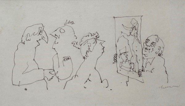 Mino Maccari : Il quadro  (1964)  - Inchiostro su carta - Auction Autori del XIX e XX sec., arte moderna e contemporanea - I - Galleria Pananti Casa d'Aste