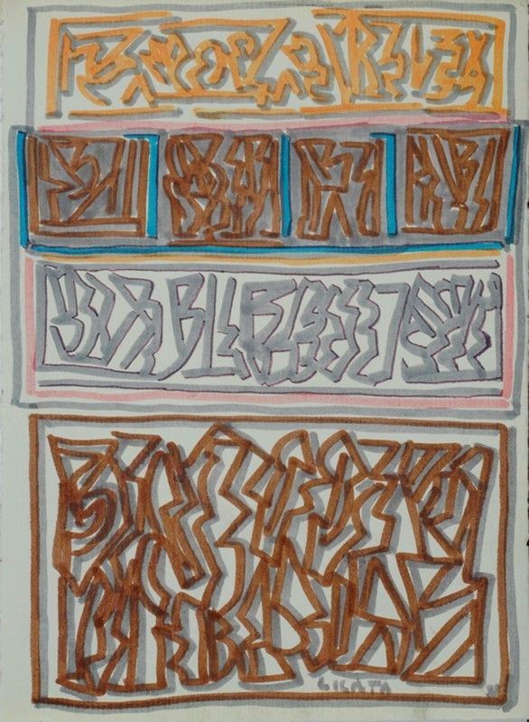 Riccardo Licata : Senza titolo  (1998)  - Tecnica mista su carta - Auction Arte moderna e contemporanea - Galleria Pananti Casa d'Aste