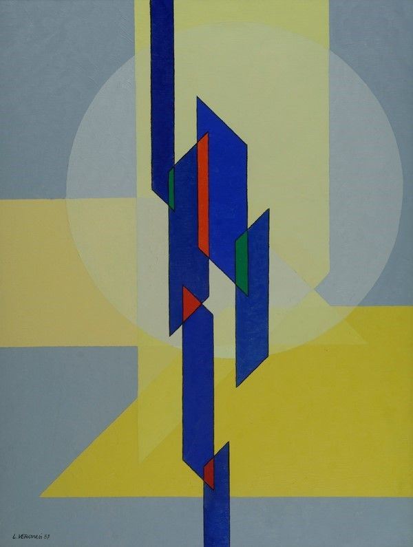 Luigi Veronesi : Costruzione TS6  (1987)  - Olio su tela - Asta Arte moderna e contemporanea - Galleria Pananti Casa d'Aste
