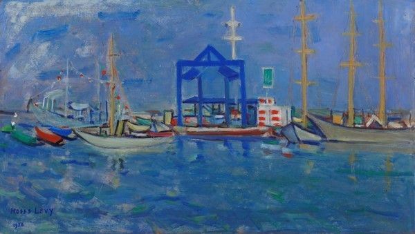 Moses Levy - Darsena a Viareggio con ponte Gru