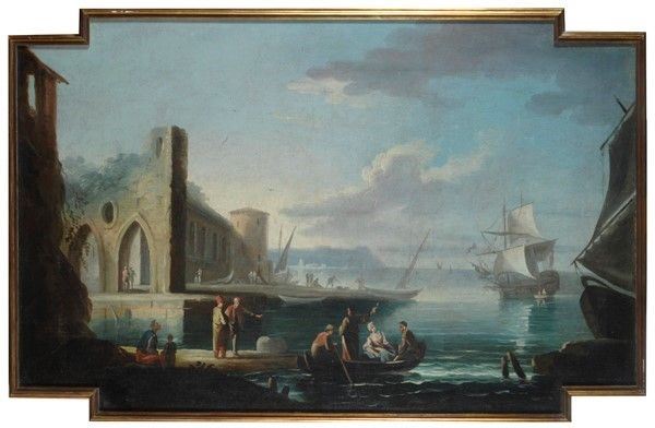 Scuola Veneta, fine XVIII sec. - Veduta di porto
