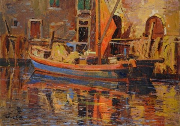 Angiolo Volpe : Chioggia  - Olio su tela - Auction Antiquariato, mobili, porcellane e dipinti antichi - I - Galleria Pananti Casa d'Aste
