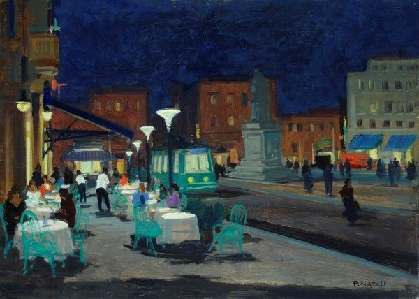 Renato Natali : Piazza Cavour  - Olio su compensato - Auction Autori del XIX e XX sec., arte moderna e contemporanea - I - Galleria Pananti Casa d'Aste