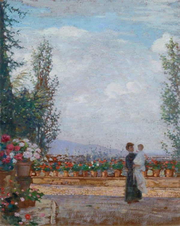 Francesco Gioli - Donna con Bambino sulla Terrazza