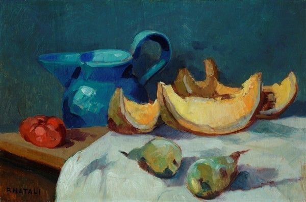 Renato Natali : Natura morta  - Olio su compensato - Asta Autori del XIX e XX sec. - I - Galleria Pananti Casa d'Aste