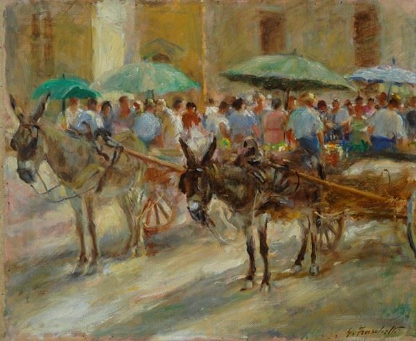 Giuseppe Fraschetti : Mercato di Santo Spirito  (1932)  - Olio su tela - Auction Autori del XIX e XX sec. - I - Galleria Pananti Casa d'Aste