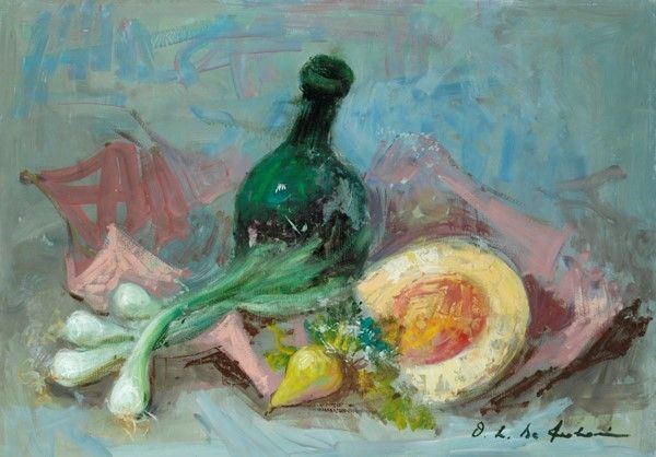 Osman Lorenzo de Scolari : Natura morta  - Olio su faesite - Auction Autori del XIX e XX sec., arte moderna e contemporanea - I - Galleria Pananti Casa d'Aste