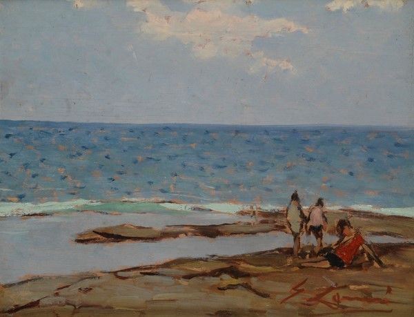 Giovanni Lomi - Marina con Figure