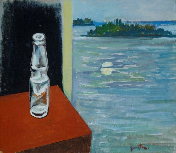 Renato Guttuso : Tavolo e finestra  (1970)  - Olio su tela - Auction Autori del XIX e XX sec., arte moderna e contemporanea - I - Galleria Pananti Casa d'Aste