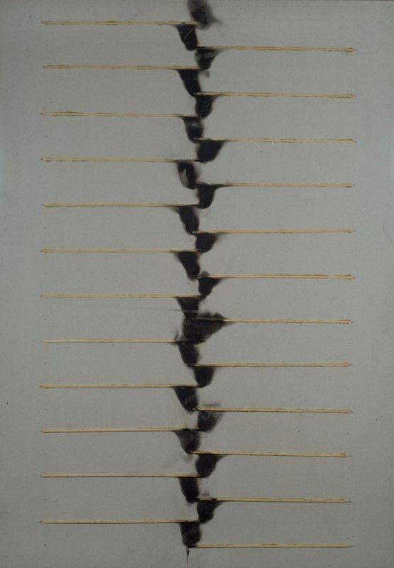 Bernard Aubertin : Parcours d'allumette  ((1974))  - Tecnica mista e combustione - Auction Autori del XIX e XX sec., arte moderna e contemporanea - I - Galleria Pananti Casa d'Aste
