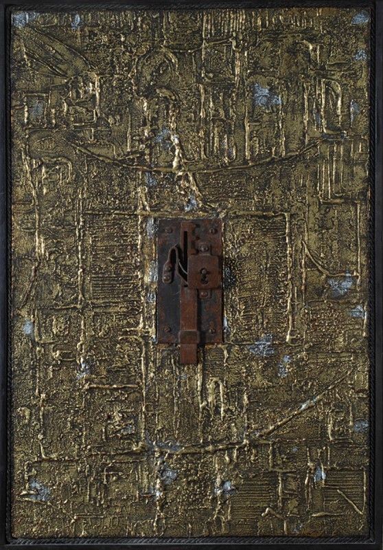 Elio Marchegiani : Serratura senza chiave  (1964)  - Tecnica mista su tavola - Auction Autori del XIX e XX sec., arte moderna e contemporanea - I - Galleria Pananti Casa d'Aste