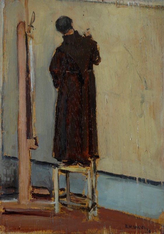 Baccio Maria Bacci - Francescano che Dipinge (p. Leopoldo Ingrandisce un Disegno per il Cartone d...