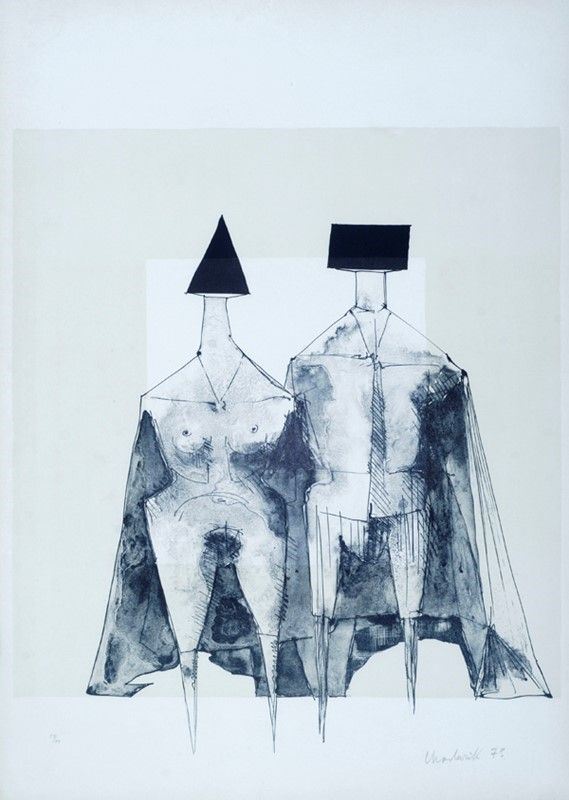 Lynn Chadwick : Due figure  (1973)  - Litografia - Auction GRAFICA ED EDIZIONI - Galleria Pananti Casa d'Aste