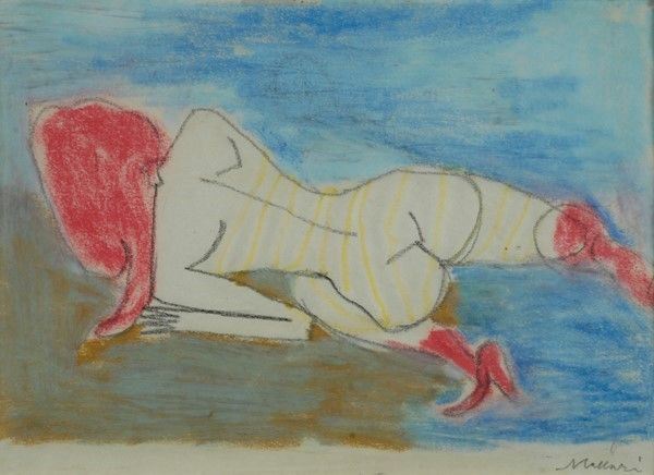 Mino Maccari : Nudo di spalle  - Pastelli su carta - Auction Arte Moderna e Contemporanea - Galleria Pananti Casa d'Aste