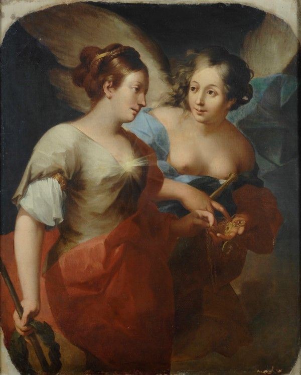 Scuola Lombarda, fine XVII - inizio XVIII sec. : Allegoria della Virtù  - Auction Antiquariato, mobili, porcellane e dipinti antichi - I - Galleria Pananti Casa d'Aste