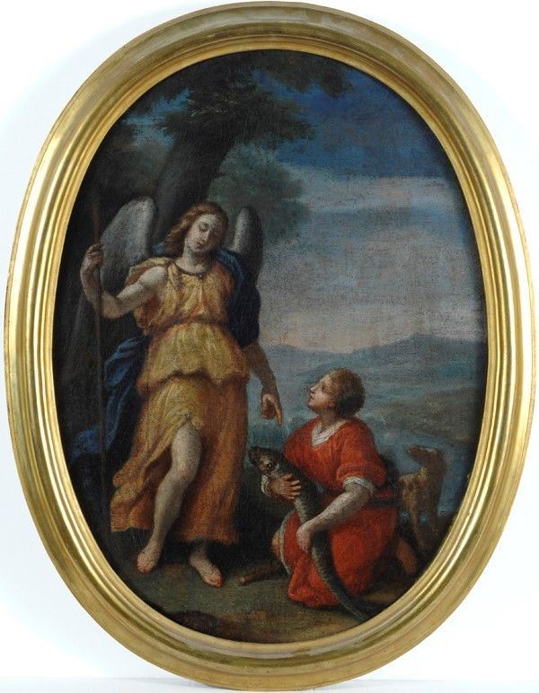 Scuola Toscana, XVII sec. - Tobiolo e l' angelo