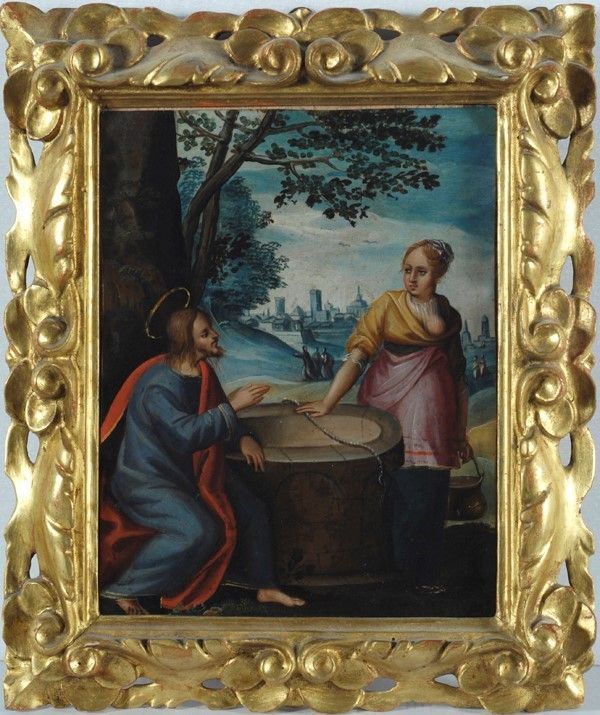 Scuola Tedesca, seconda met&#224; XVI sec. - Gesù e la Samaritana al pozzo