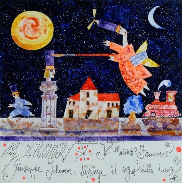 Francesco Musante : Il sogno della luna  - Acrilico su masonite - Auction Autori dell'800-900, Arte moderna e contemporanea - I - Galleria Pananti Casa d'Aste