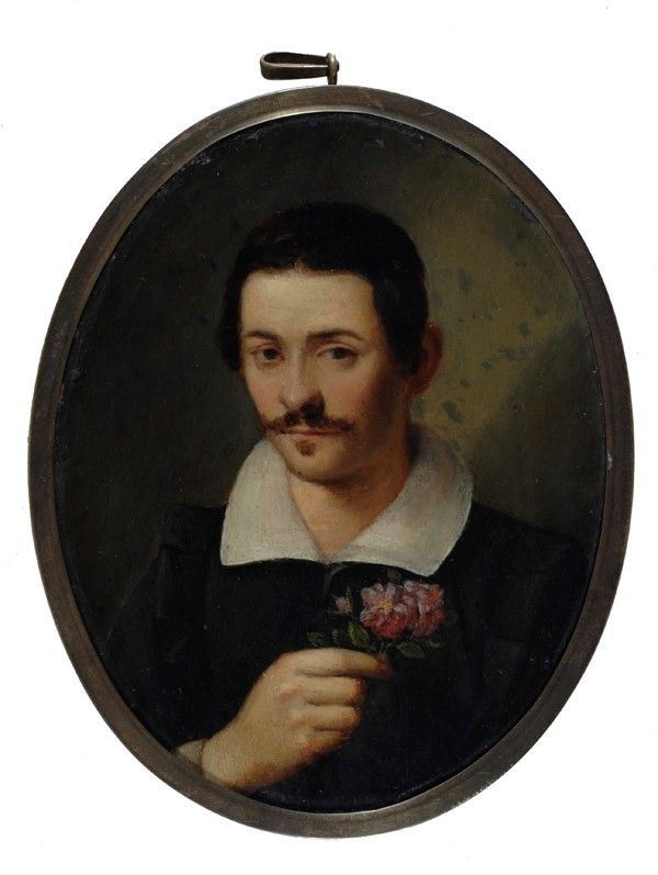 Scuola Fiorentina, XVII Sec. - Ritratto di Giovane con Fiore