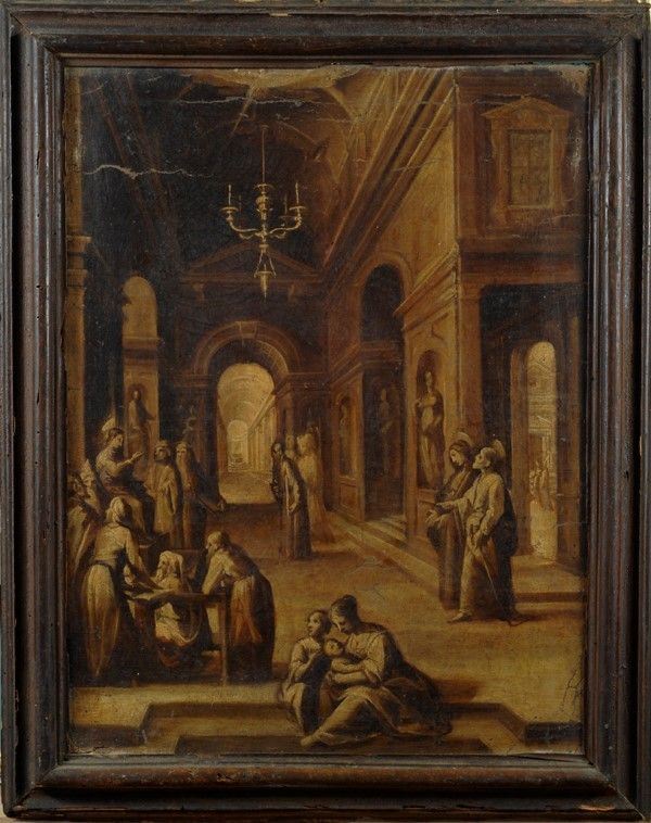 Ilario Casolani : Cristo al Tempio  - Olio su tela - Auction Antiquariato, mobili, porcellane e dipinti antichi - I - Galleria Pananti Casa d'Aste