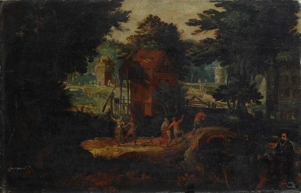 Scuola Olandese, Seconda Metà XVI Sec. - Paesaggio con Figure Danzanti