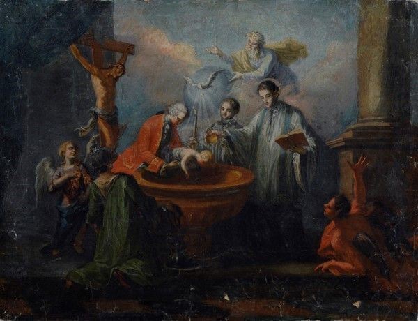 Scuola Italia Meridionale, Fine XVIII Sec. - Scena di Battesimo