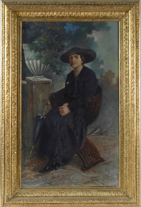 Riccardo Galli : Ritratto di signora  - Olio su tela - Auction Autori dell'800-900, Arte moderna e contemporanea - I - Galleria Pananti Casa d'Aste