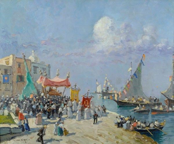 Attr. a Nicolas De Corsi - Processione sul lungo mare