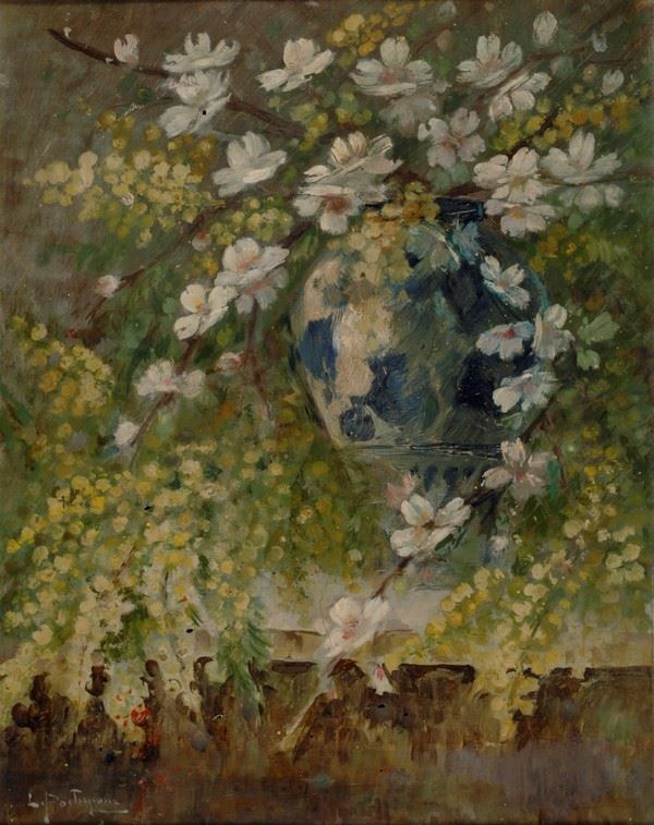 Luca Postiglione : Vaso di fiori  - Olio su compensato - Auction Autori del XIX e XX sec. - I - Galleria Pananti Casa d'Aste