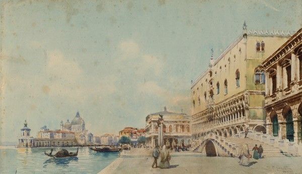 Rafael Senet Y P&#233;rez : Veduta di Piazza San Marco  - Acquerello su carta - Asta Autori dell'800-900, Arte moderna e contemporanea - I - Galleria Pananti Casa d'Aste
