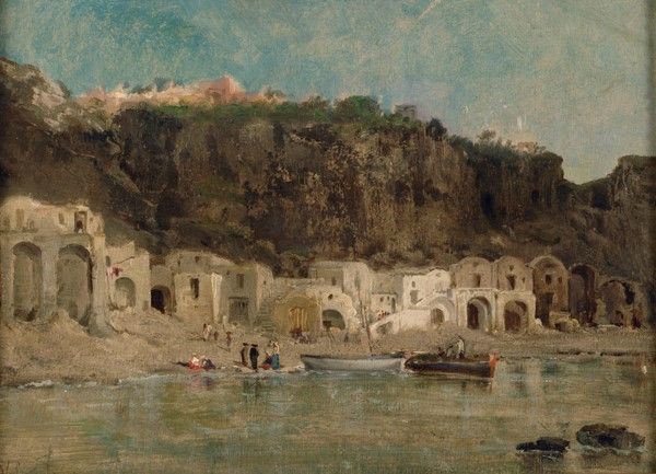 Vincenzo Caprile - Baia con Villaggio di Pescatori
