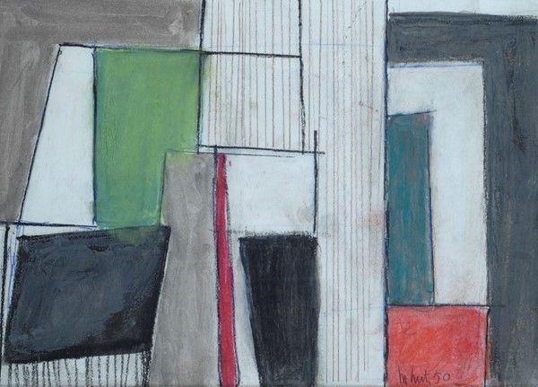 Mario Nuti : Composizione  (1950)  - Tecnica mista su carta - Asta Autori dell'800-900, Arte moderna e contemporanea - I - Galleria Pananti Casa d'Aste